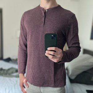 Bonobos Luxe Long-Sleeve Henley - Red Houndstooth